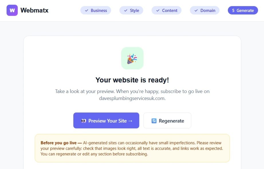 Your website is ready preview